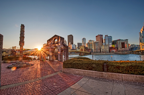 Sunflare on the North Shore in Pittsburgh HDR