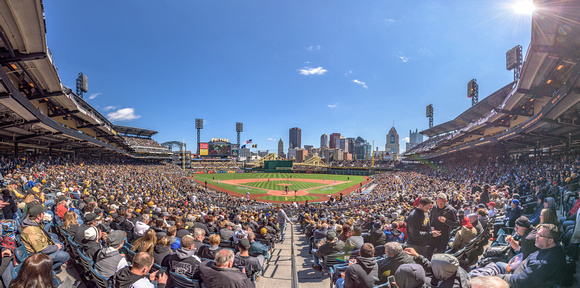 Panorama of PNC Park from the lower level on Opening Day in Pittsburgh