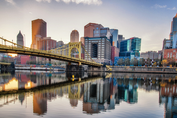 Pittsburgh reflects in the Allegheny River on the North Shore HDR