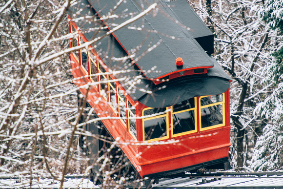 Duquesne Incline in the snow in Pittsburgh