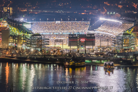 A view of Heinz Field during the last game of the 2014 Pittsburgh Steeler regular season - With text
