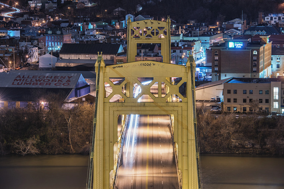 10th Street Bridge lit up in Pittsburgh