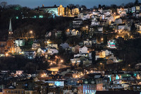 Christmas lights illuminate the South Side Slopes in Pittsburgh