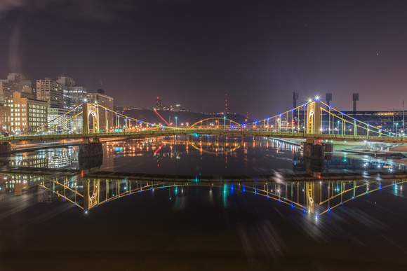 Reflections of the bridges of the North Shore in Pittsburgh