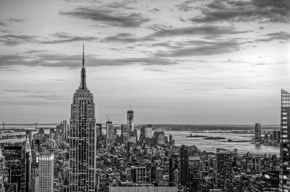 Lower Manhattan and the Empire State Building in B&W HDR