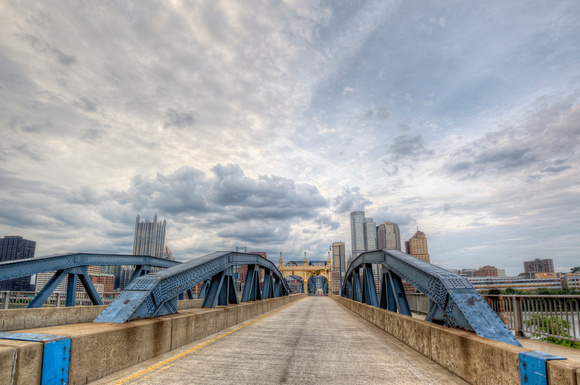 Standing on the Smithfield Street Bridge in Pittsburgh