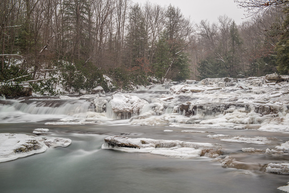 Long exposure from below the Cascades in the winter at Ohiopyle State Park