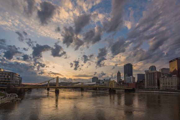 A beautiful sunrise over the Allegheny River in Pittsburgh