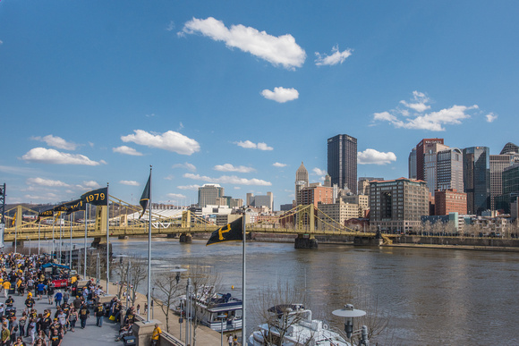 A view of the Pittsburgh skyline from PNC Park on Opening Day