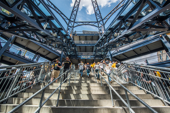 Fans climb the steps into PNC Park on Opening Day 2015 in Pittsburgh