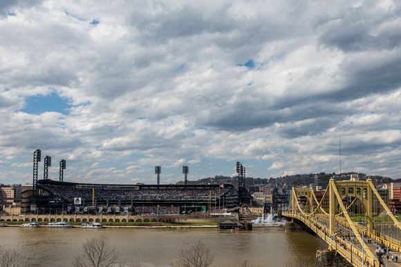 Fireworks go off after the Pittsburgh PIrates win on Opening Day