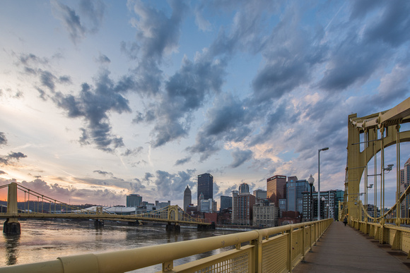 Sunrise and the Roberto Clemente Bridge in Pittsburgh