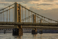 The Sister Bridges in Pittsburgh shine in the morning light