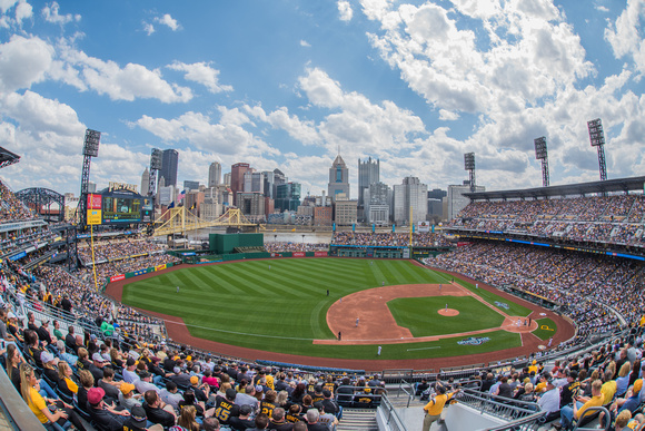 View of the Pittsburgh skyline and PNC Park on Opening Day
