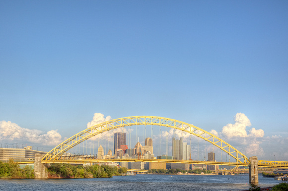 Pittsburgh skyline through the West End Bridge HDR