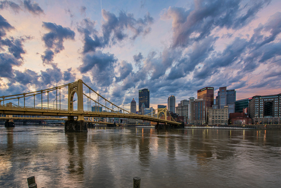 Sunrise over the Andy Warhol Bridge in Pittsburgh