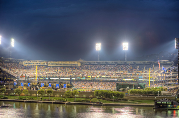 PNC Park during a game night in HDR