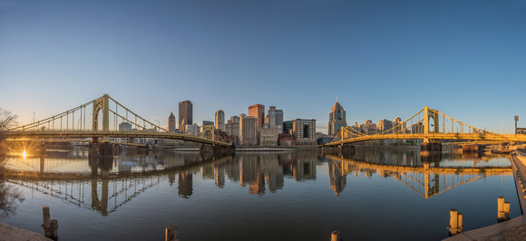 Pittsburgh reflects in the Allegheny River at dawn