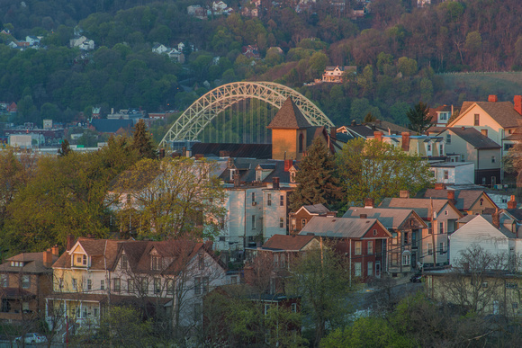 First light on houses of the North Side of Pittsburgh