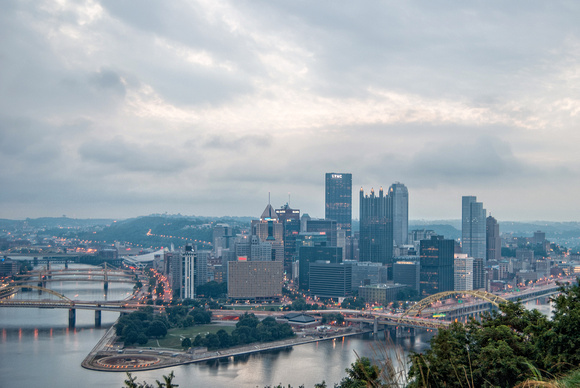 A foggy morning in Pittsburgh from the West End Overlook HDR