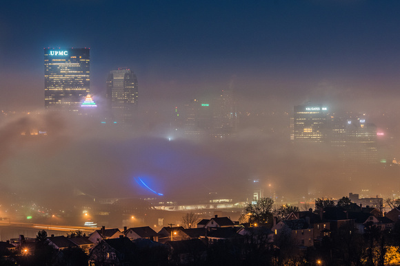 Fog along the Allegheny River in Pittsburgh