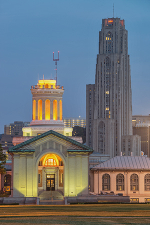 Cathedral of Learning and Hamerschlag Hall in the morning