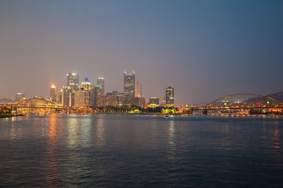 Pittsburgh skyline at night from the Gateway Clipper