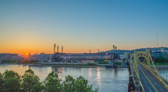 Beautiful sunset over PNC Park in Pittsburgh