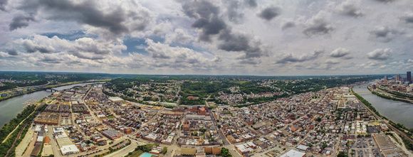 Aerial panorama of the South Side of Pittsburgh