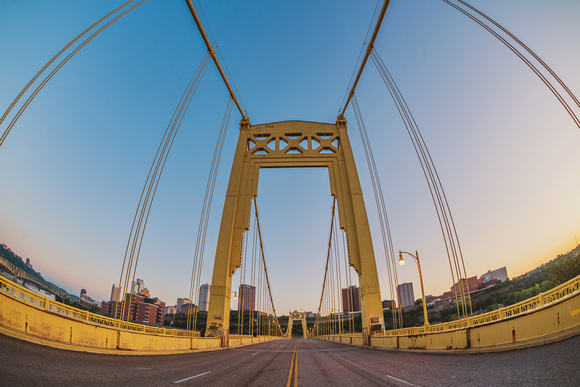 Fisheye view of the 10th Street Bridge in Pittsburgh