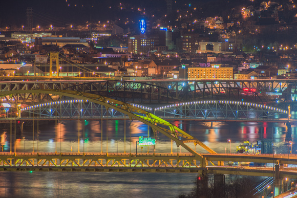 Bridges stack on the Monongahela River in Pittsburgh