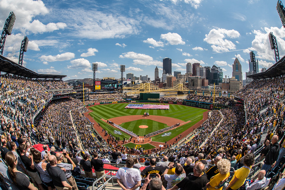 View behind home plate at PNC Park on a beautiful day