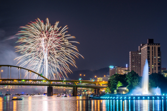 Fireworks and the fountain in Pittsburgh