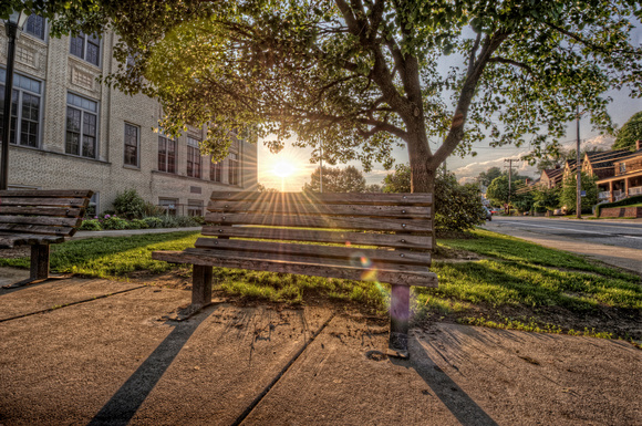 Sunflare over a bench HDR