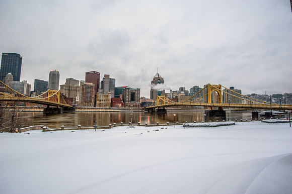 A snowy day on the North Shore of Pittsburgh HDR