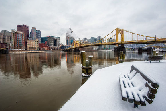Snow covers the North Shore of Pittsburgh HDR