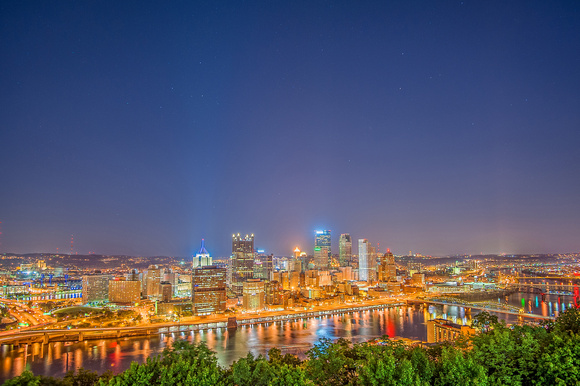 A night time view of the Pittsburgh skyline from Mt. Washington HDR