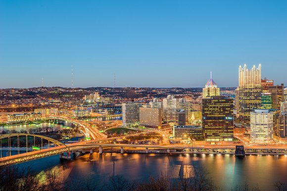 Blue hour over the city of Pittsburgh from Mt. Washington HDR