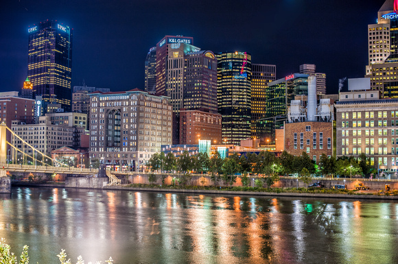 Pittsburgh skyline at night from PNC Park HDR