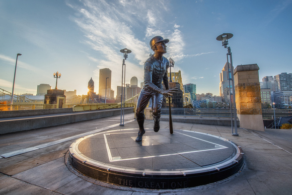 The Roberto Clemente Statue at PNC Park in the morning HDR