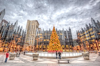 Christmas tree and Ice Rink at PPG Place in Pittsburgh HDR