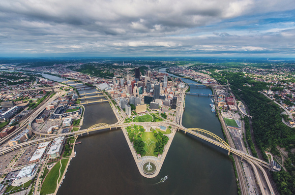 Pittsburgh aerial on a beautiful spring day