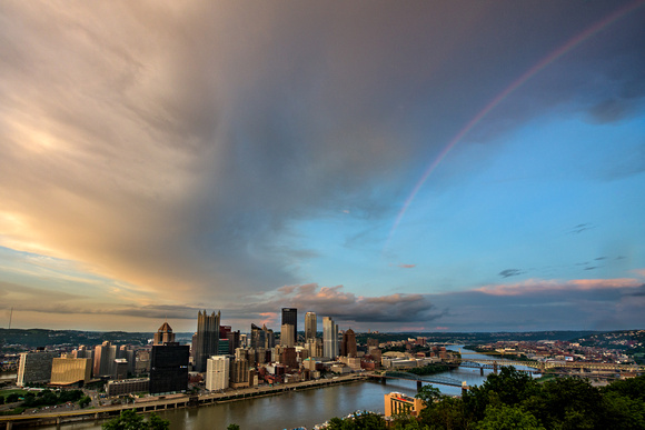 Rainbow over the Pittsburgh skyline from Mt. Washington
