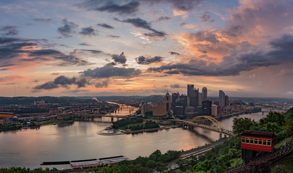 Dramatic skies and colorful clouds over Pittsburgh