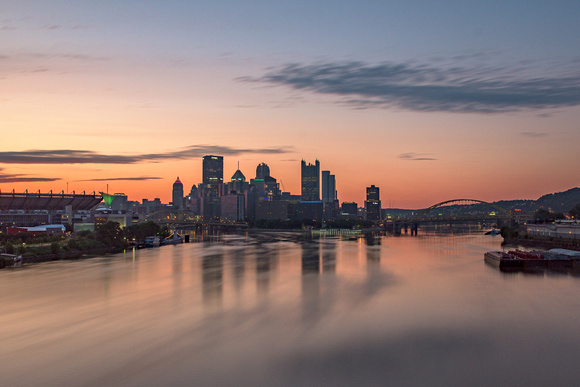 Colorful skies over Pittsburgh from the West End Bridge