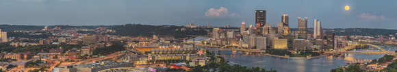 Panorama of the full moon over Pittsburgh from the West End