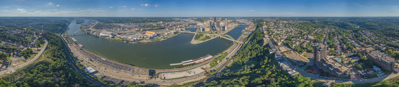 Aerial panorama of Pittsburgh on a beautiful summer day
