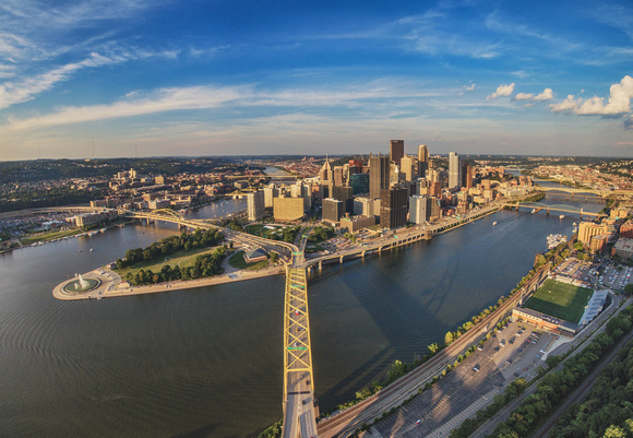 Aerial panorama of Pittsburgh from Mt. Washington