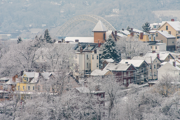 Houses in the North Side of Pittsburgh and the West End Bridge