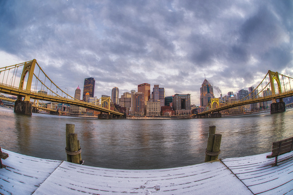 A snowy Pittsburgh skyline form the North Shore HDR